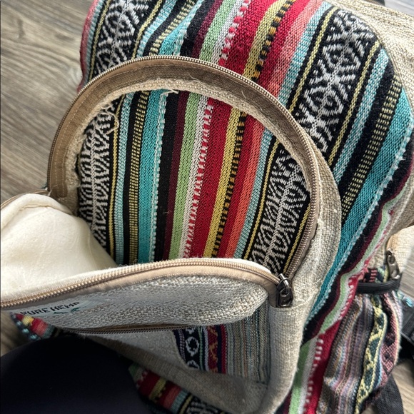 Himalayan Pure Hemp Rainbow Multicolor Large Pocket Design Backpack - Picture 4 of 5